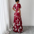women's mid-length printed pullover dress - new summer floral elegant maxi dress