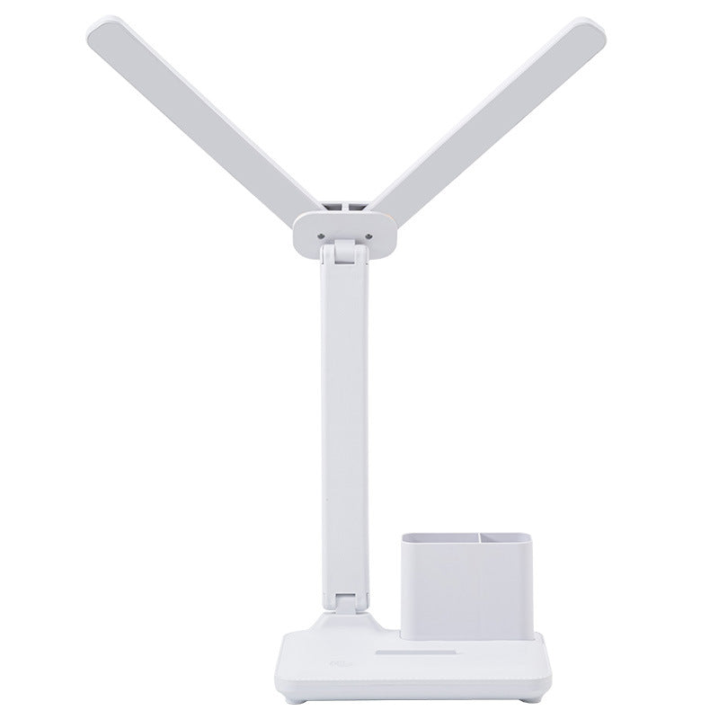 Double-headed desk lamp - 3-level dimming, eye protection, rechargeable, foldable - perfect for studying, reading, writing, and dorm use