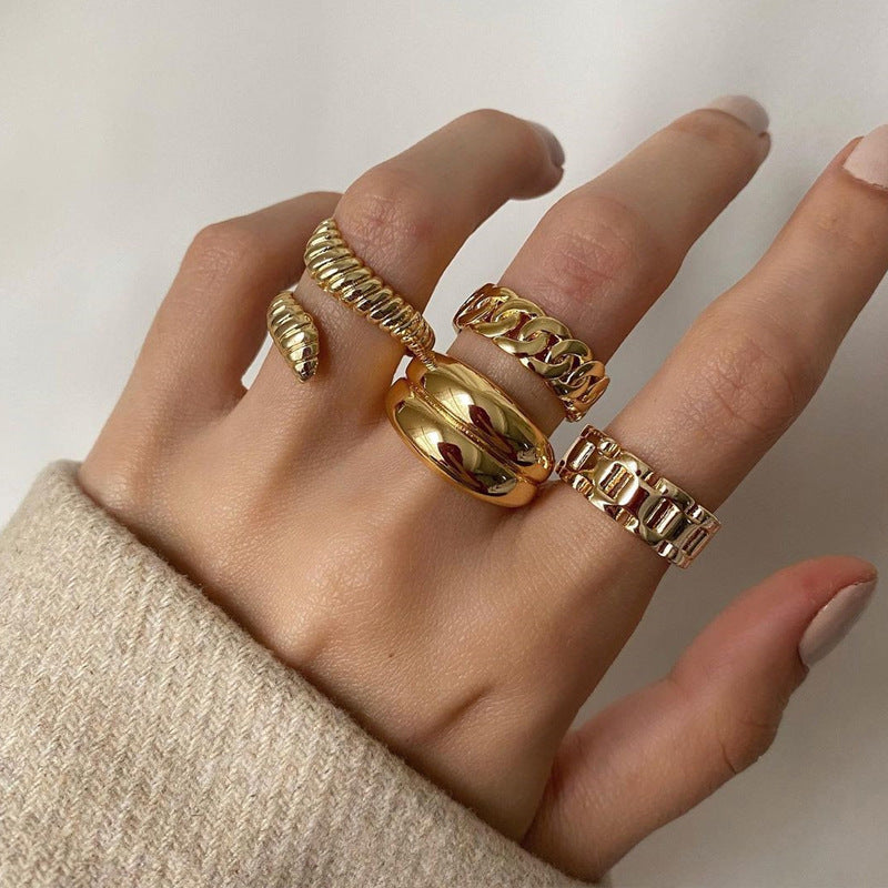 Electroplated ring set wholesale - european & american cross-border jewelry - unique, statement-making, vintage-inspired, gold-plated, high-end knuckle rings for women