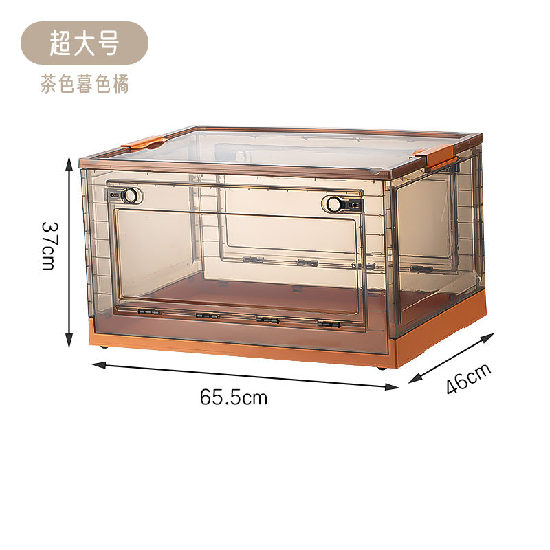 Storage Box Household Plastic Clothes Wardrobe Organizing Box Transparent Foldable Storage Box Snacks Toys Clothing Books