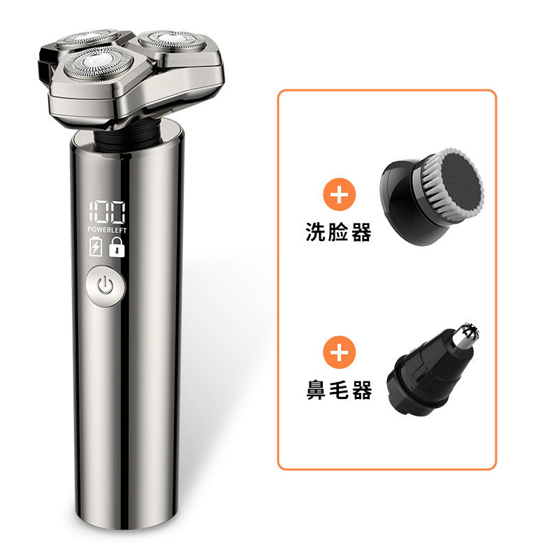 Electric shaver - anti-pinch, washable, digital display, multi-function, magnetic floating triple blade razor with digital display