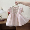 【clearance】girls' floral princess dress - new korean style puff sleeve dress for little girls and babies - chic and stylish