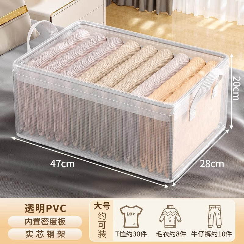 Customized storage box Transparent PVC wardrobe drawer storage sorting Layered storage Household clothes pants storage box