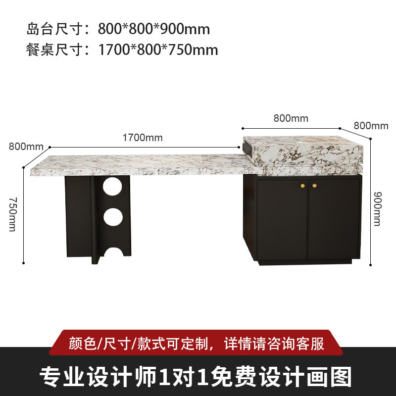 Rock slab island dining table integrated open kitchen dining room island multi-functional rock slab storage console dining table