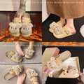 New arrivalcute bear casual slip-on loafers flats shoes non-slip toe-cap half-slippers easiest for match birkenstock women's shoes