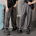 kids' summer lightweight joggers - solid color, side stripe, casual, unisex, anti-mosquito, home pants with elastic cuffs