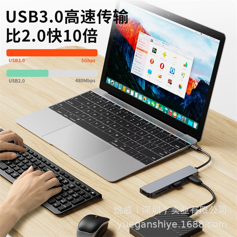 type-c to usb 3.0 hub, 7-in-1 expansion dock for tablets and laptops