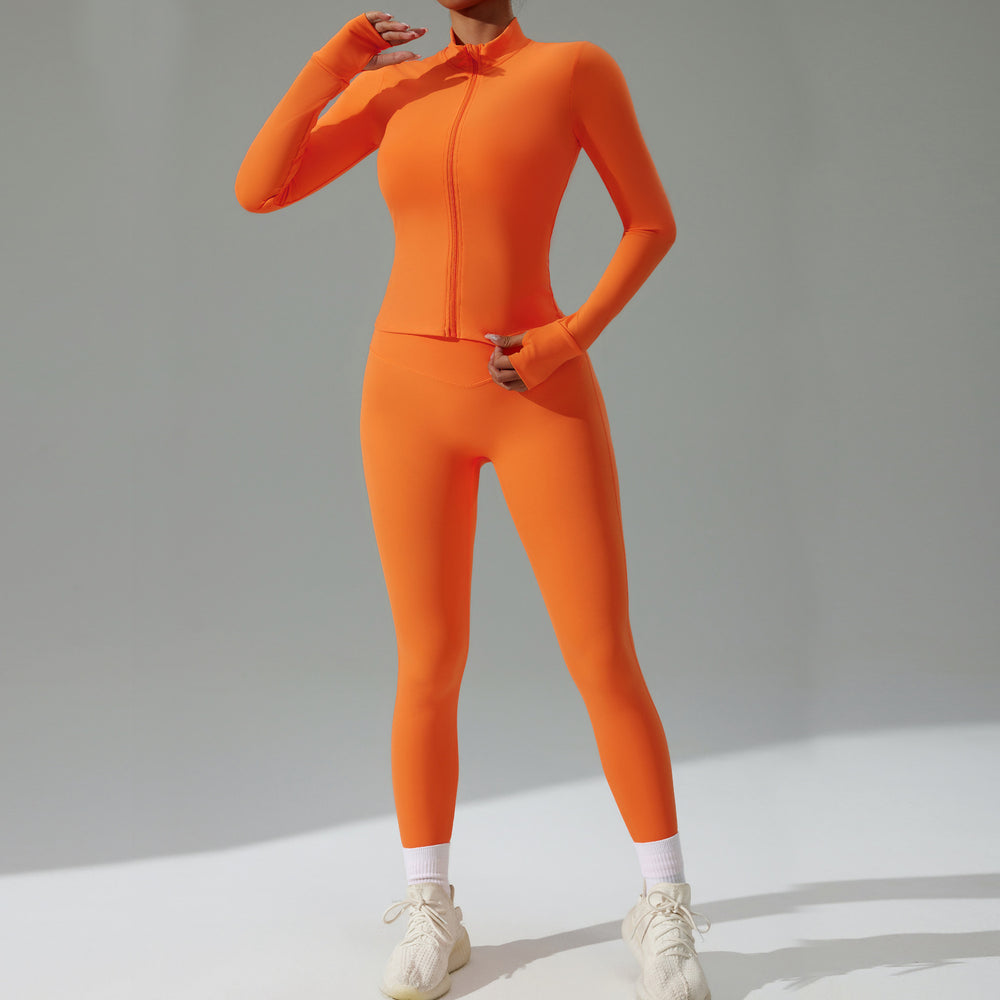 new women's tight-fitting yoga set - cardigan running sportswear set, quick-dry fitness outfit, three-piece set