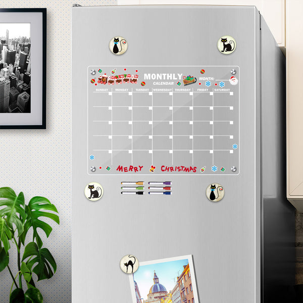 Foreign trade strong magnetic transparent acrylic monthly calendar dry and wet wiping board writing board magnetic refrigerator sticker message board simple wind