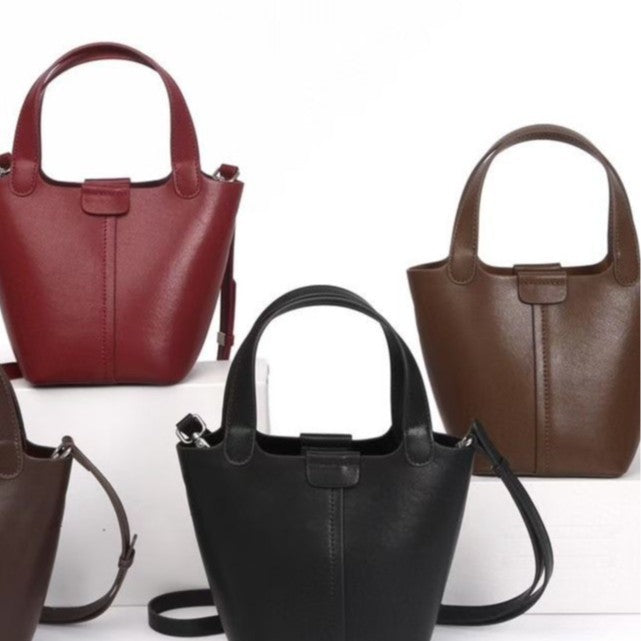 Bag 2024fall and winternew arrival bucket bag vegetable basket women's bag genuine leather satchel bag classysenseniche style crossbody bag