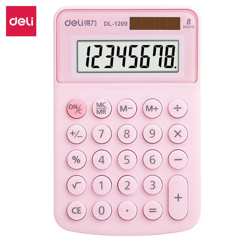 Deli 1209A Portable Calculator Student Small Mini Color Small 8-digit Office Solar Computer