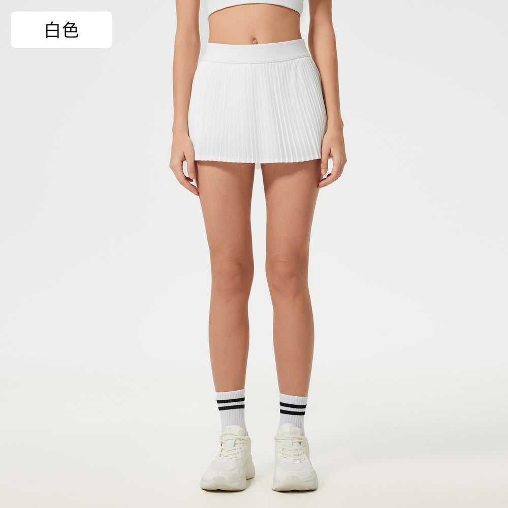 Ice-feeling breathable outdoor sports skirt for women with lining fashion tape tennis skirt yoga fitness skirt d25008