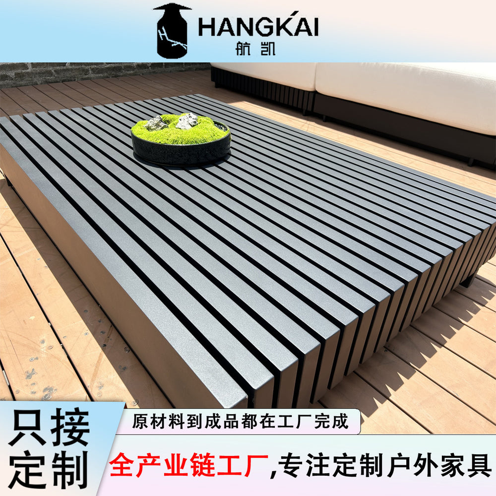 Outdoor waterproof sunscreen aluminum alloy sofa coffee table chair combination villa courtyard outdoor mid-to-high end aluminum sofa set