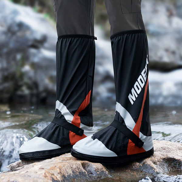Thickened waterproof rain shoe cover wear-resistant motorcycle tall rain shoes non-slip foot cover female outdoor riding male adult pvc