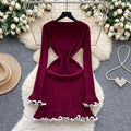 Premium inner layer autumn/winter sweater dress -  new sexy slimming ruffle long sleeve knitted dress
