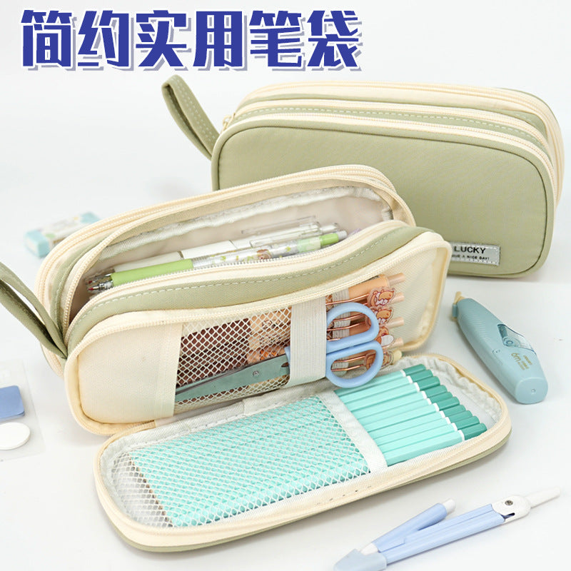 Pencil Bag Large Capacity Stationery Box Boys Simple Primary School Stationery Bag Junior High School Students Advanced Sense Cross-border Pencil Bag Storage
