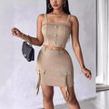 button-down square neck cami top and flap detail midi skirt two-piece set - this year's must-have