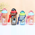 Cartoon kids water bottle with strap, plastic cup, straw cup, kindergarten water bottle, leak-proof, children's gift