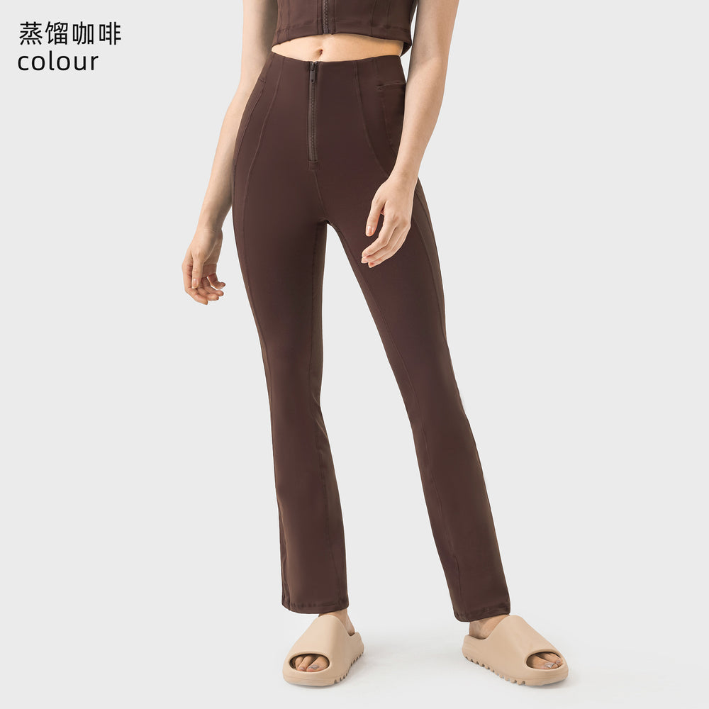 Millennial new zipper tummy control butt lift slimming flare leggings - versatile casual sports running yoga pants for women dss094