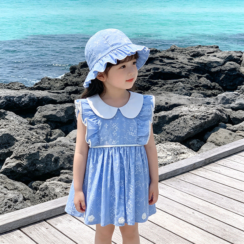 Girls' summer dresses  new style baby doll collar sleeveless princess dress chic little girl summer dress