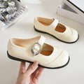 Loafers 2025 new spring autum british style retro small silver buckle round toe pvc slip-on thick sole loafers