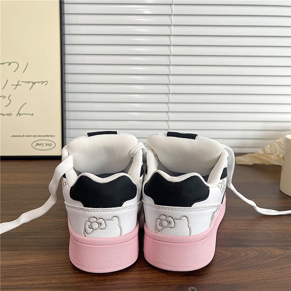 Women's sneakers: trendy ins style, spring/autumn 2026 new collection - versatile white shoes with leather upper, soft sole, athletic & casual bread shoes