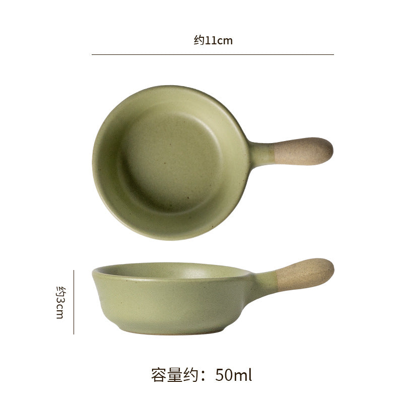 Retro handle seasoning ceramic dish japanese kiln restaurant dipping dish snack dish seasoning dishaccessible luxuryretro