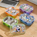304 stainless steel divided lunch box, cartoon bento box, microwaveable, for office workers and students, includes utensils