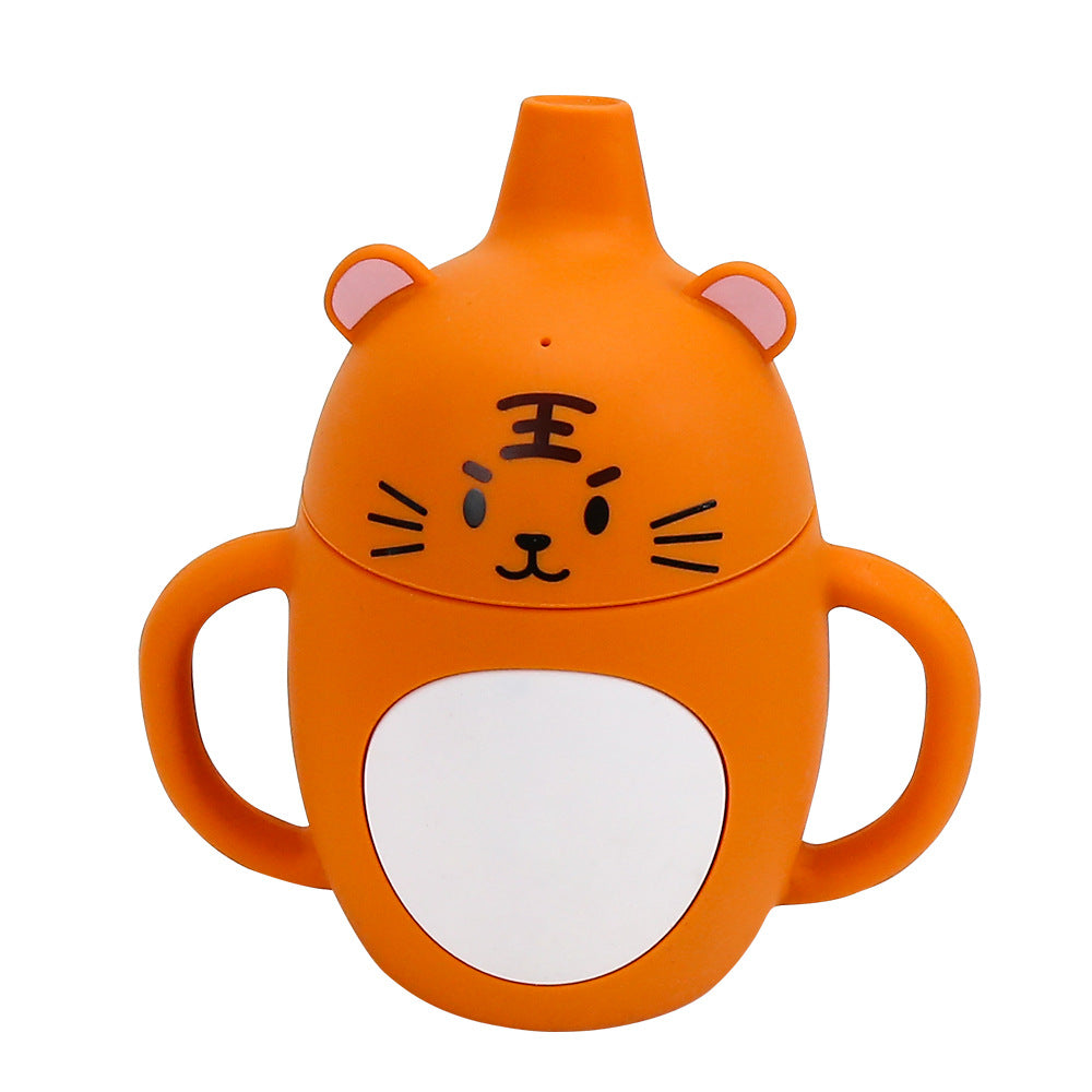 Cross-border explosion Animal shape Children's cup Silicone belly cup with handle Food grade Silicone learning drink cup