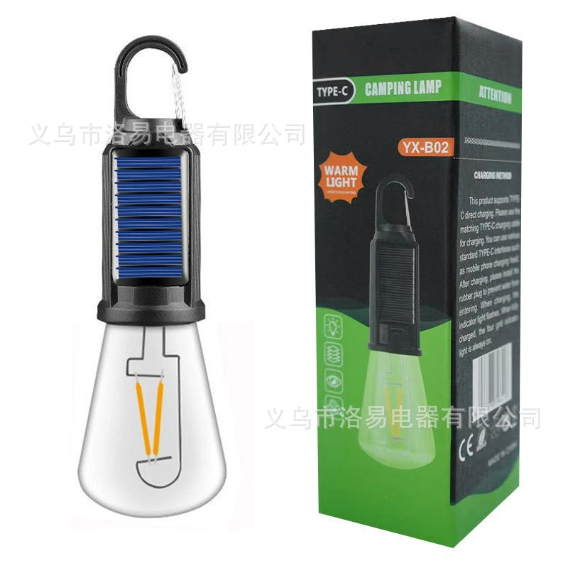 Cross-border outdoor camping light led retro lighting bulb portable spherical rechargeable tungsten lamp tent camping light