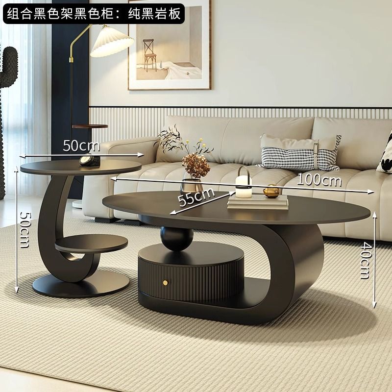 Accessible luxury italian slate coffee table cream style tea table tea table for home living room popular popular simple rental house coffee table