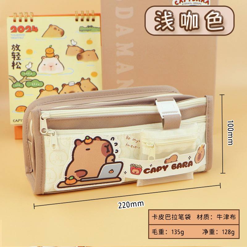 Cross-border panda pencil bag large capacity ins high value cute pencil case multi-layer stationery box primary school students stationery bag