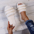 plus size rhinestone candy color thick sole furry slippers for women outwear2024fall and winternew arrival slippers k-style ins