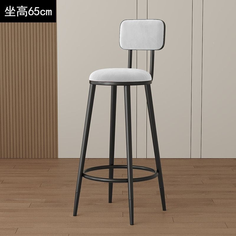 Minimalist modern high bar stool - nordic style gold-tone luxury iron backrest chair for bar, ktv, and counter seating