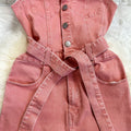 Hong kong style retrochicsense of design strap waist slimming look lapel metal buckle jeans jumpsuit