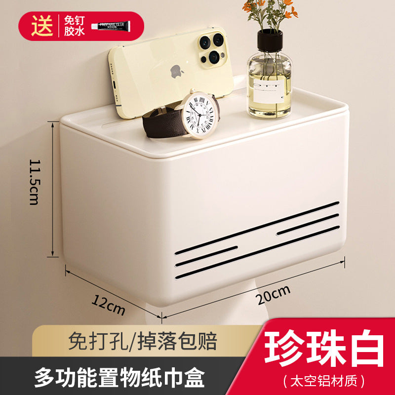 Cream wind bathroom tissue box, wall-mounted waterproof toilet carton, no punching, roll paper, paper, toilet rack
