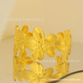 middle eastern women's gold flower bracelet cute summer cuff bangle everyday party jewelry