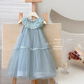 Girls' dress  summer korean style chic princess dress floral sleeveless mesh dress