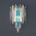 Modern minimalist sky blue glass panel wall sconce - ideal for hallways, corridors, bedrooms, bedside tables, living room backdrops - direct from the manufacturer