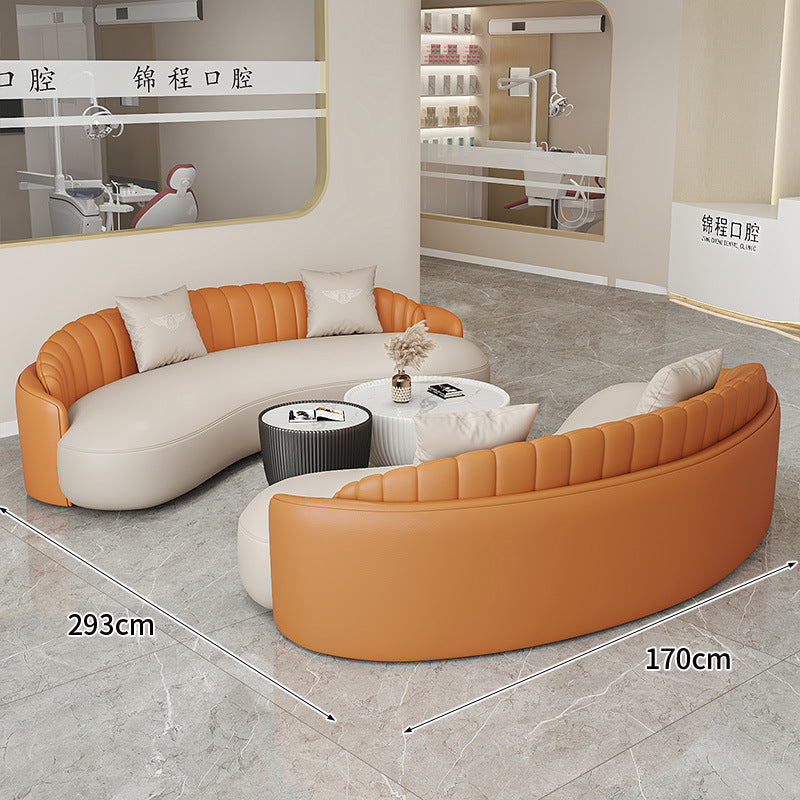 Cream style normcore slate leather corner table modern living room round small apartment size round coffee table sofa combination