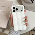 Suitable for apple 17 mobile phone case stereo concave and convex air cushion soft shell simple milk color iphone18promax cloud shell
