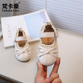 Vancahao kids' leather shoes -  autumn new collection - korean style girls' bow princess shoes - soft sole single shoes for students