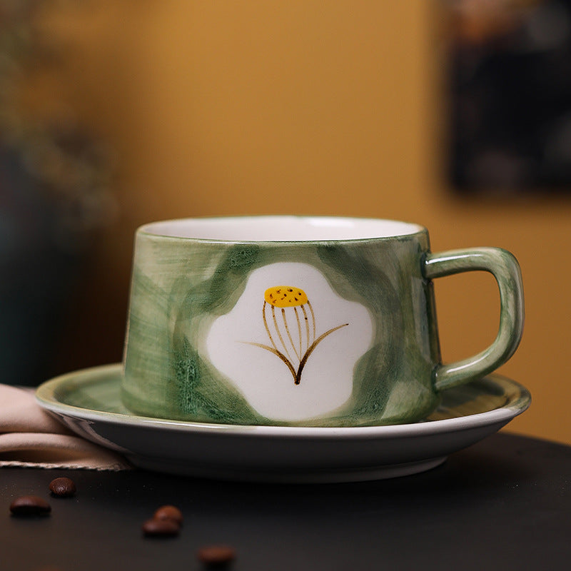 Nordic retro underglaze ceramic coffee cup exquisite afternoon tea milk gift cup and saucer set mug