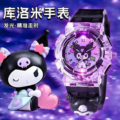 Kids' cartoon sanrio kuromi luminous electronic watch - girls' digital & analog quartz watch for elementary and middle school students