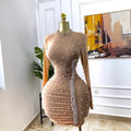 independent station european and american women's clothing pure colorfashionlong sleeves beaded hip dress wholesale