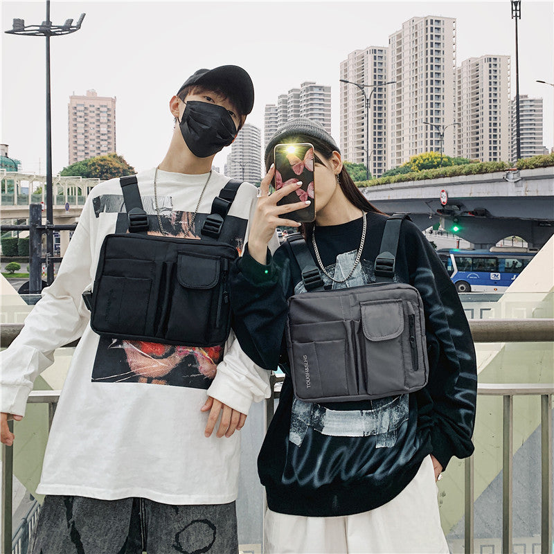 New street trend men's and women's socks puppet app hip hop tactical functional backpack tooling locomotive chest bag harbor style satchel