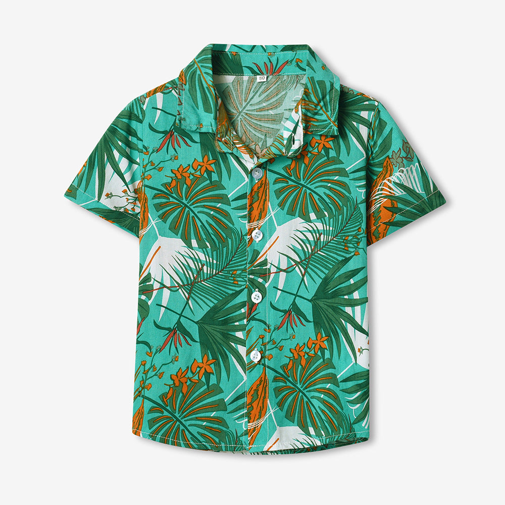 Summer new children's shirt hainan island southeast asian boys' floral shirt short sleeve loose songkran festival beach style shirt