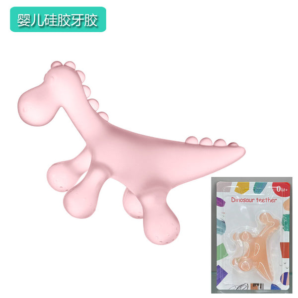 English card pack, infant dinosaur toothpaste can be boiled and bitten, food grade silicone baby molar stick