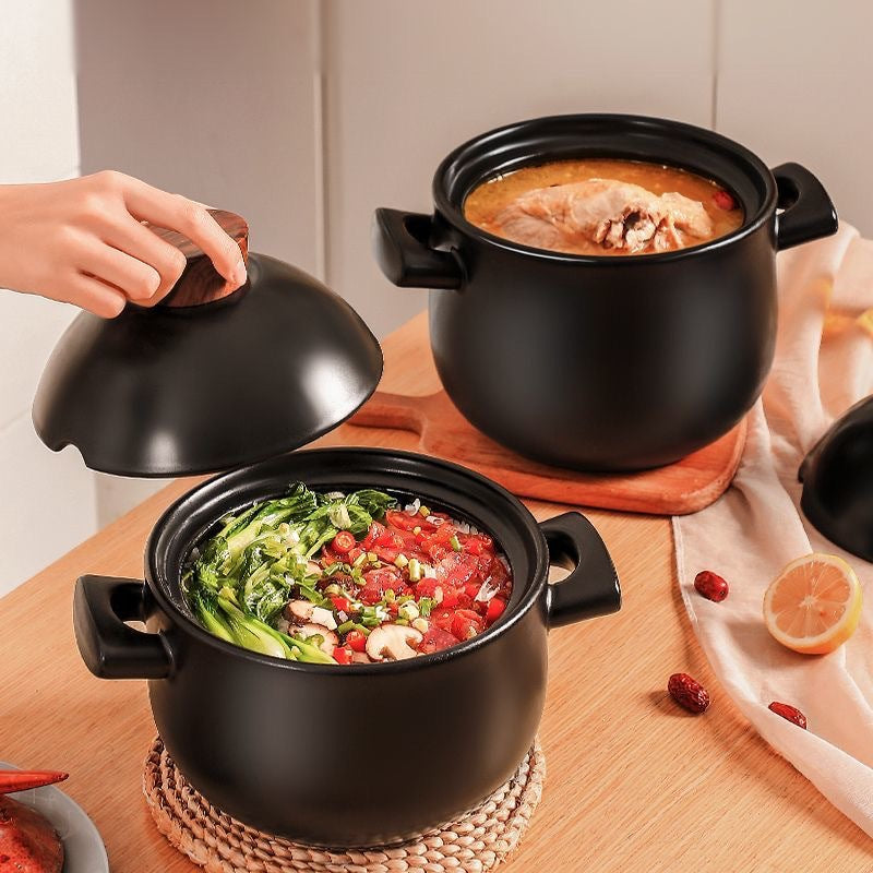 Casserole high temperature resistant stew pot soup casserole explosion-proof for home cooking porridge double ears large capacity open flame high temperature resistant soup pot