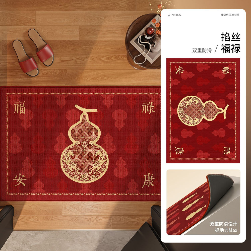 New year's festive doormat - home entrance mat, welcome mat, housewarming rug, red floor mat, 2026 new anti-slip mat